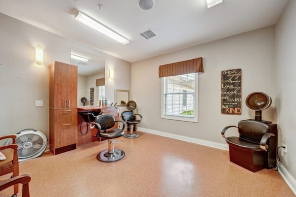 Interior of a hair salon at the facility