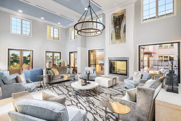 Bright common area with modern furnishings and natural light