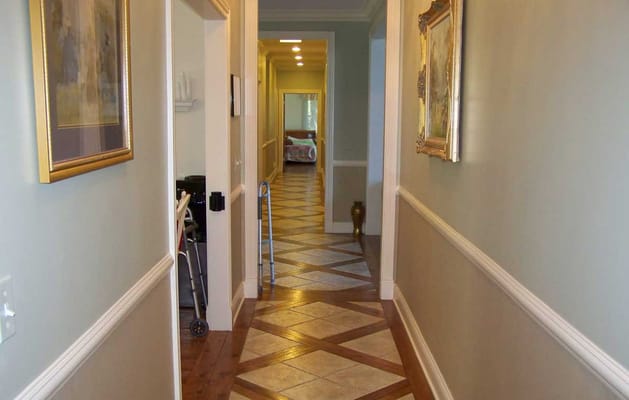 Hallway view in an assisted living facility