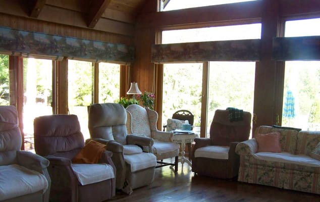 Interior common area with seating and large windows