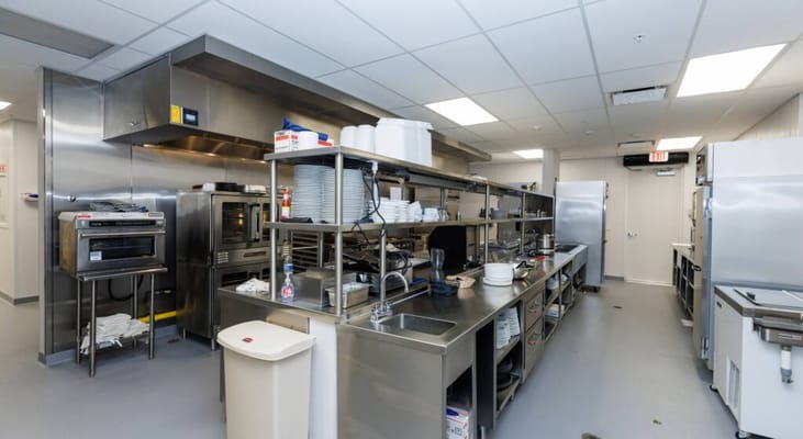 Well-equipped kitchen in a senior living facility