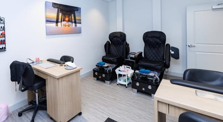 Interior view of a nail salon space in the facility