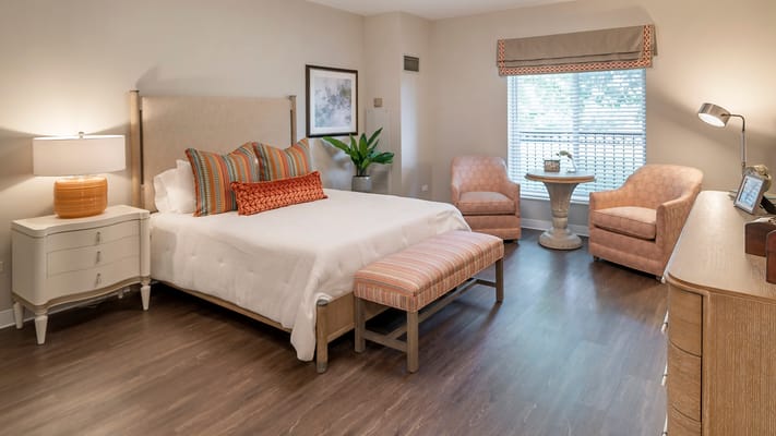 Bright, well-decorated private resident room