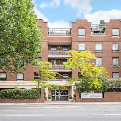 Exterior view of Osprey Court with greenery