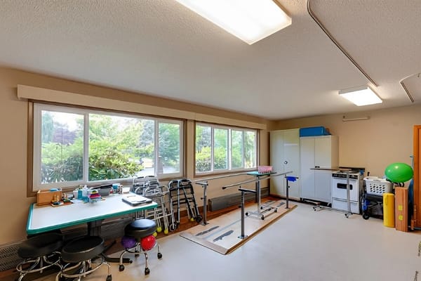 Interior view of a therapy room with equipment