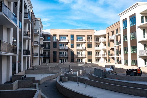 Exterior view of new residential building under construction