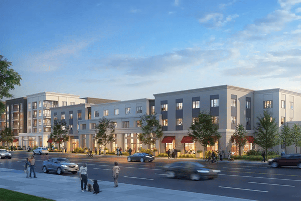 Exterior view of a new senior living facility