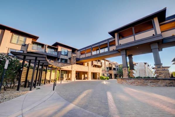 Exterior view of Andara Senior Living facility entrance
