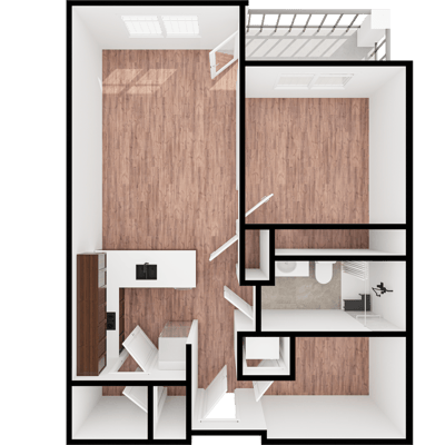 Architectural floor plan of a resident room layout