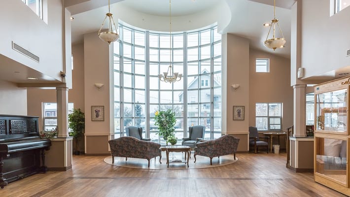 Bright and welcoming common area in the facility