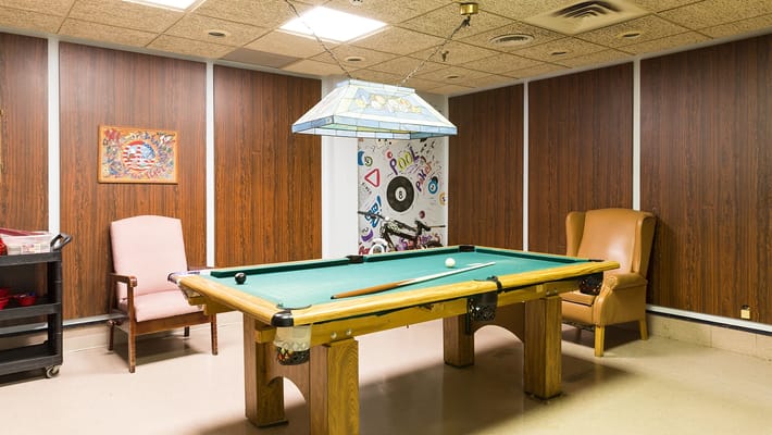 Pool table in a recreational area