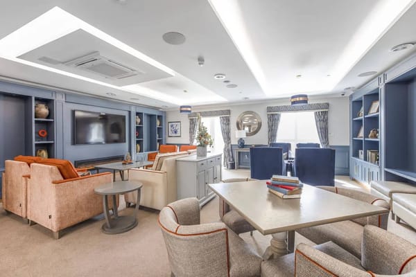 Comfortable common area in a senior living facility