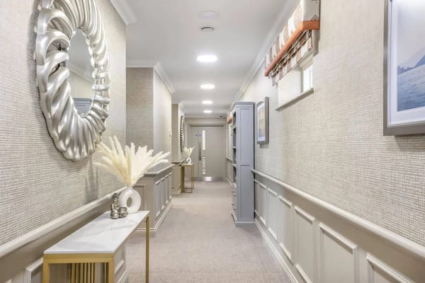 A bright and modern hallway in the care home