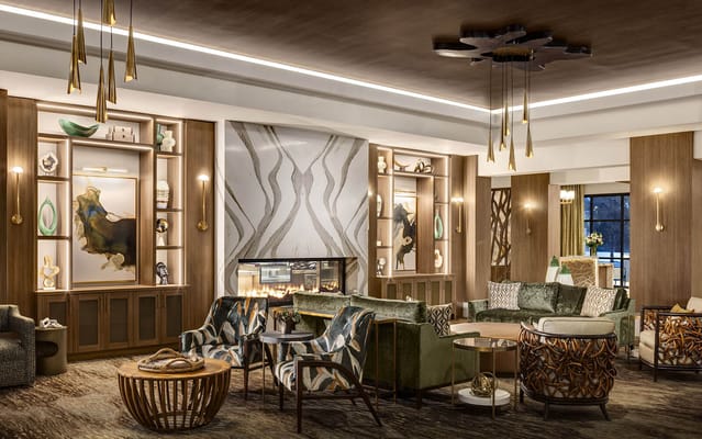 Common area with stylish furniture and decor