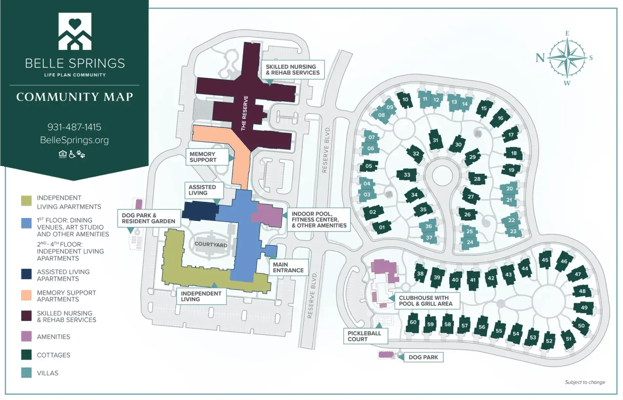 Community map of Belle Springs facility layout