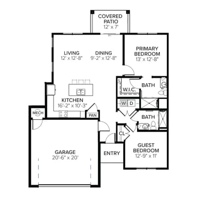 Architectural floor plan of a residential unit
