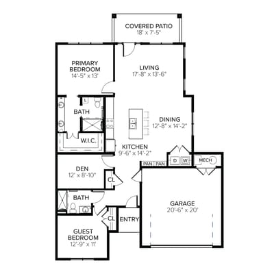 Architectural floor plan of a residential unit