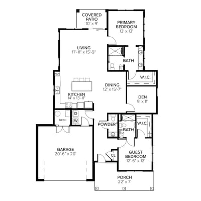 Architectural floor plan of a residential unit