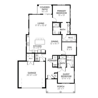 Architectural floor plan of a residential unit