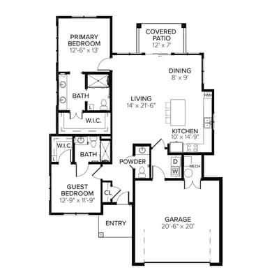 Architectural floor plan of a residential layout