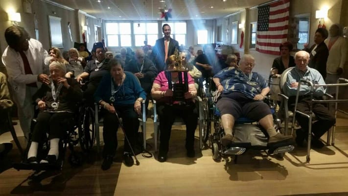 Residents participating in an activity in the common area