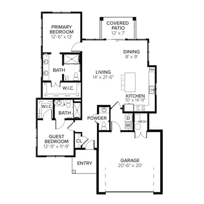 Architectural floor plan of a residential unit