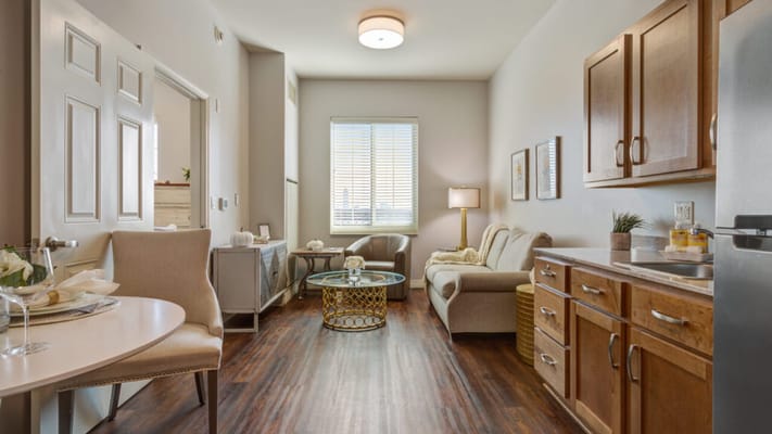 Cozy interior of a resident room with modern decor