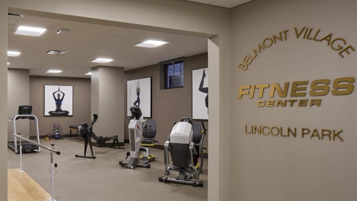 Interior view of the fitness center at Belmont Village
