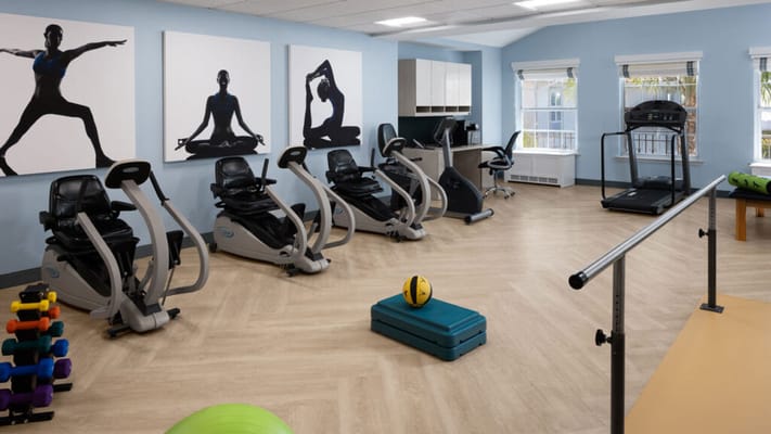 Indoor rehabilitation gym with equipment
