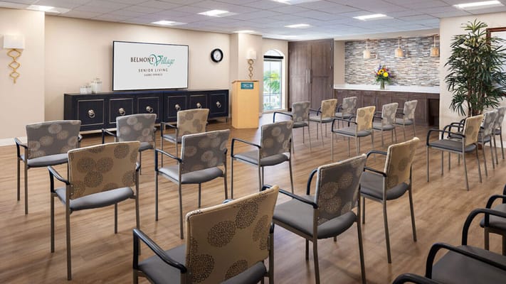 Interior view of a common area with chairs arranged