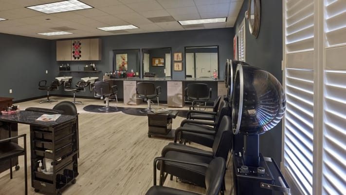 Interior view of a salon area in the facility.