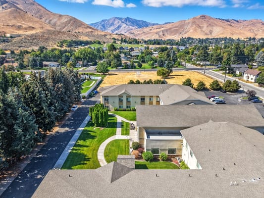 Aerial view of Blossom Valley facility and surrounding landscape