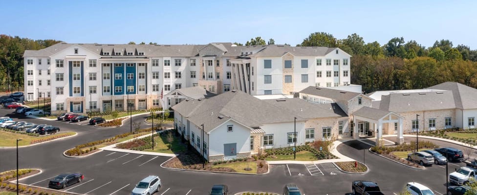 Aerial view of the Brightmore assisted living facility