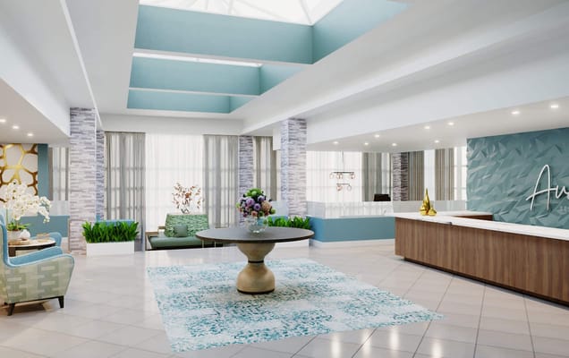 Bright and inviting lobby area with modern furnishings