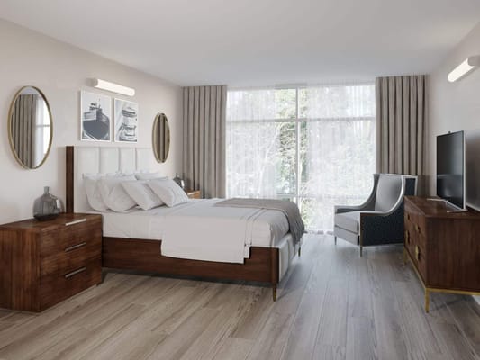 Bright and cozy private resident room with modern decor