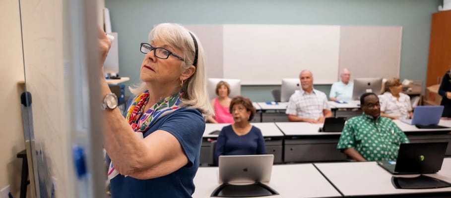 Residents participating in a technology class