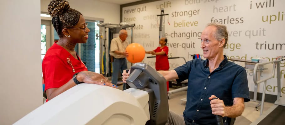 Residents engaging in a therapeutic exercise session