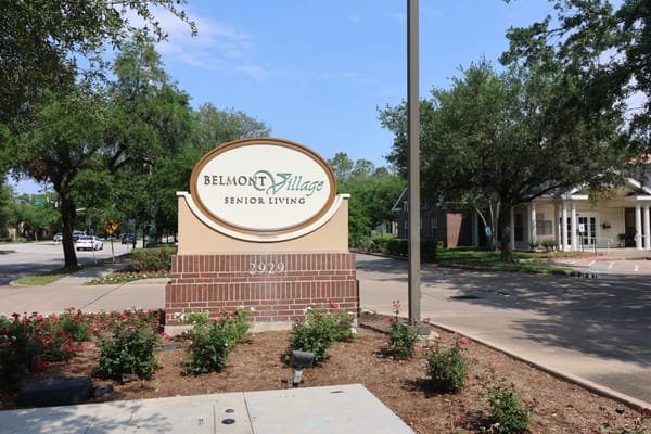Signage for Belmont Village Senior Living facility