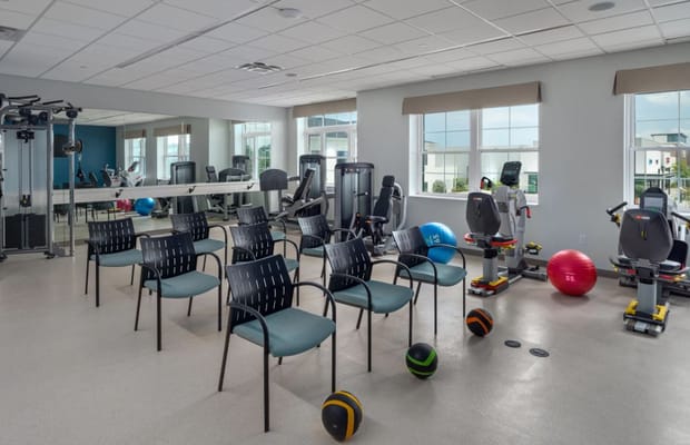 Interior view of a fitness room with equipment