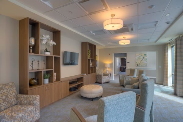 A cozy lounge area with comfortable seating