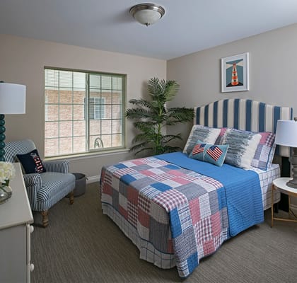 Cozy interior of a resident's bedroom at the facility