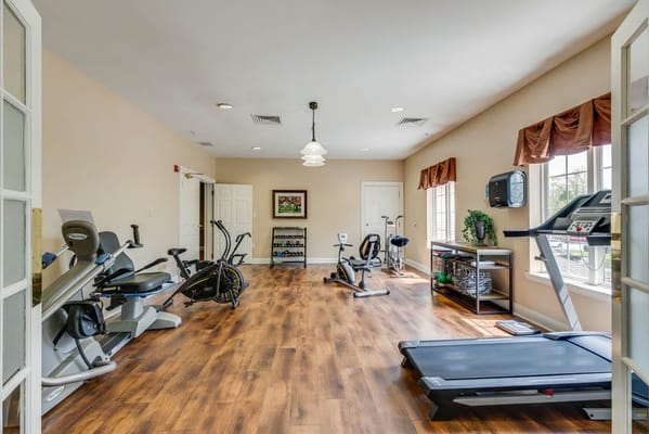 Interior view of a fitness room with equipment