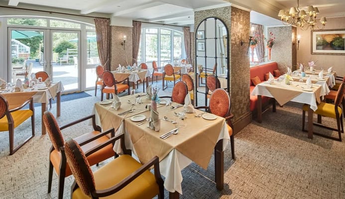 Elegant dining room setup ready for service