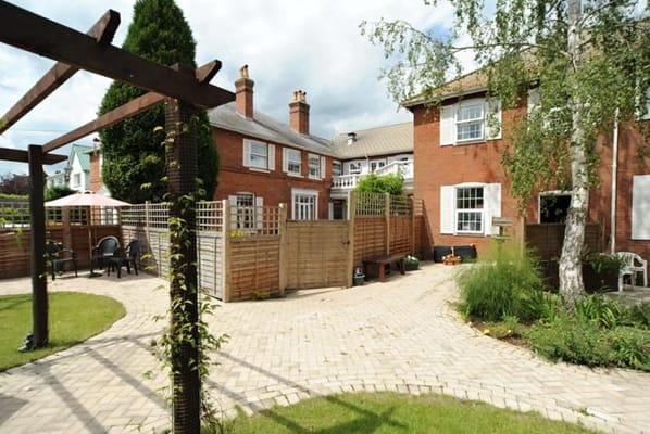 Garden area with pathways and seating