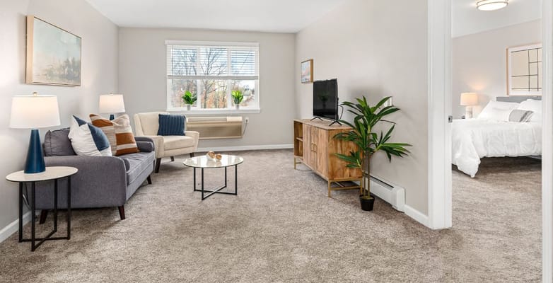 Cozy living space with seating and plants