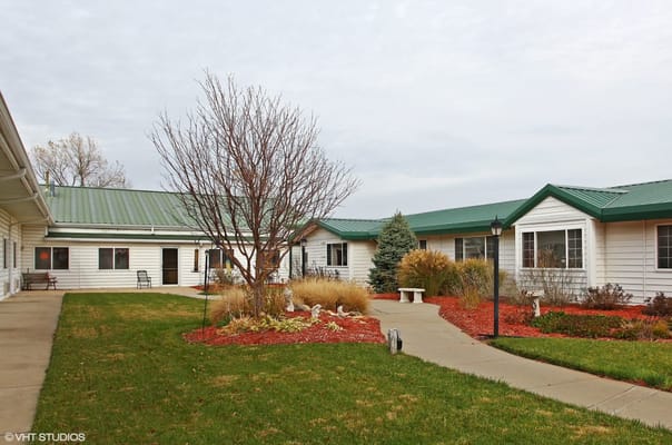 Outdoor space with landscaped garden and pathways
