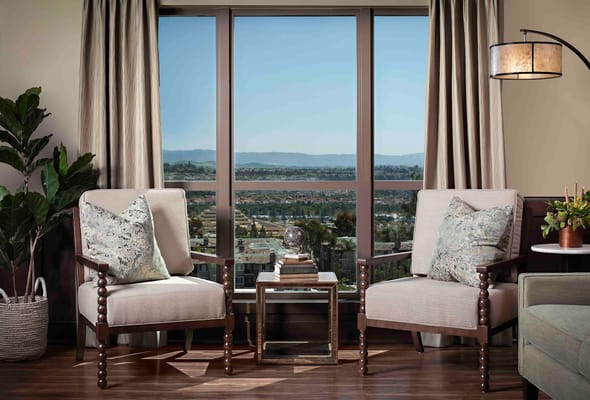 Comfortable seating area with a scenic view