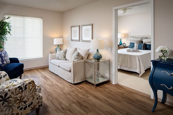 Bright and spacious interior of a private resident room