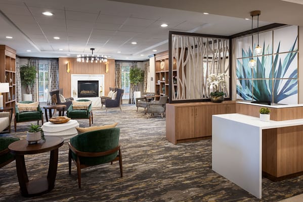 Bright and welcoming common area with cozy seating