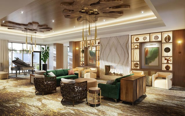 Stylish and inviting lounge area with seating and piano.